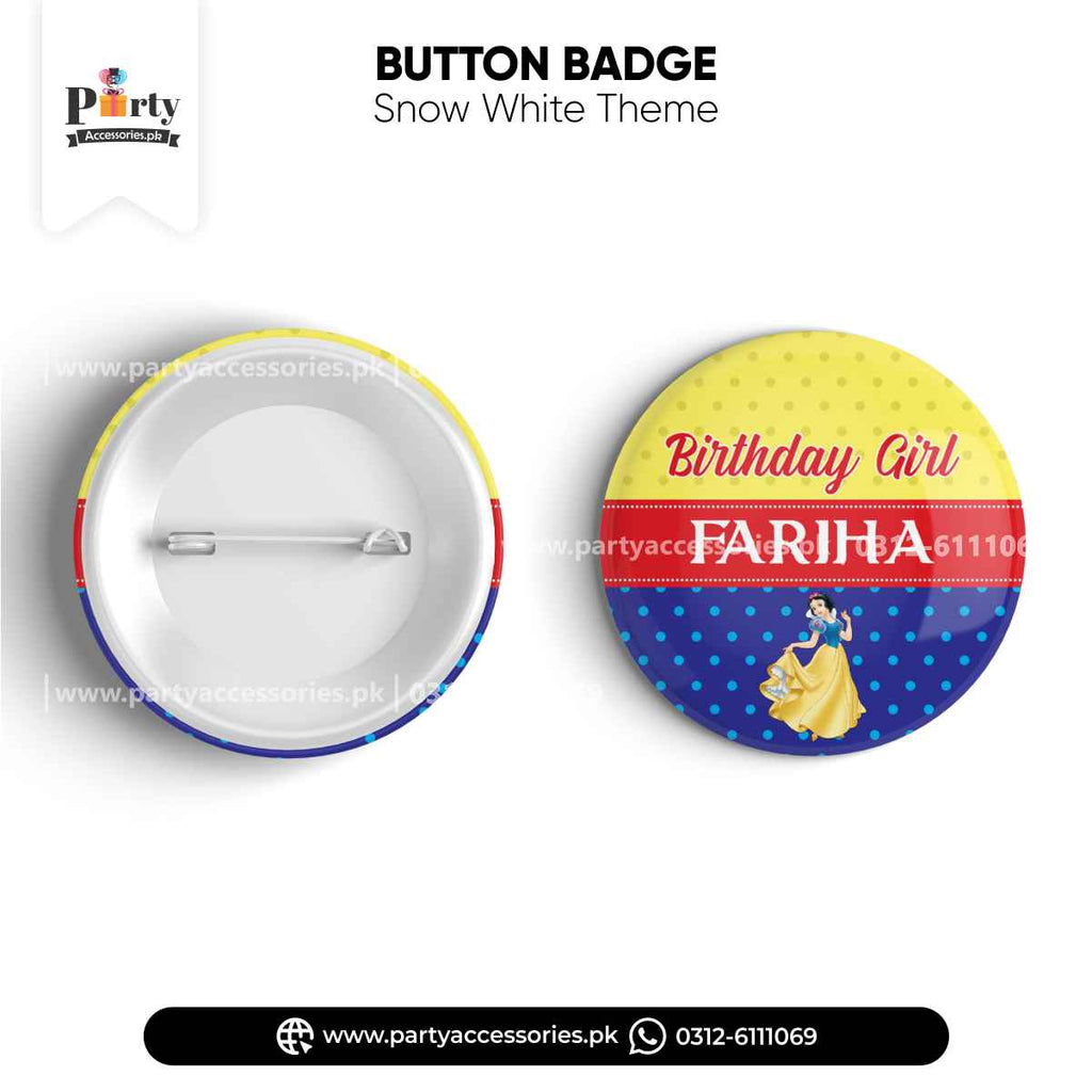 Snow White theme Customized button badge for Party Celebration