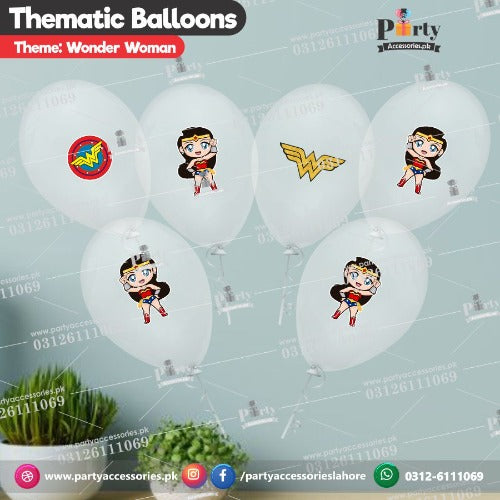 wonder woman theme balloons with stickers for decoration