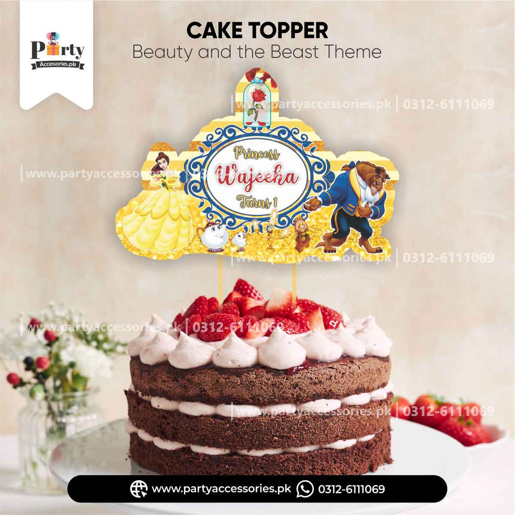 Beauty and the Beast Theme Customized Card Cake Topper