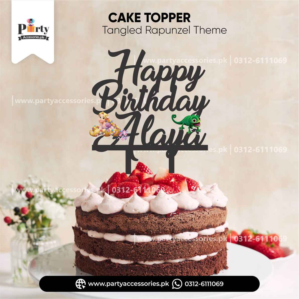 Tangled Rapunzel Theme Customized Wooden Cake Topper