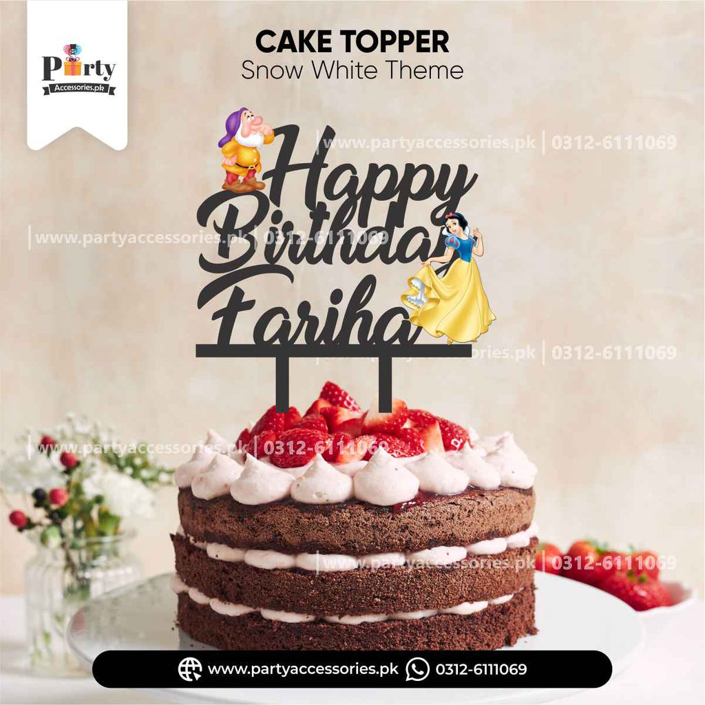 Snow White theme Customized wooden cake topper for Table Decoration