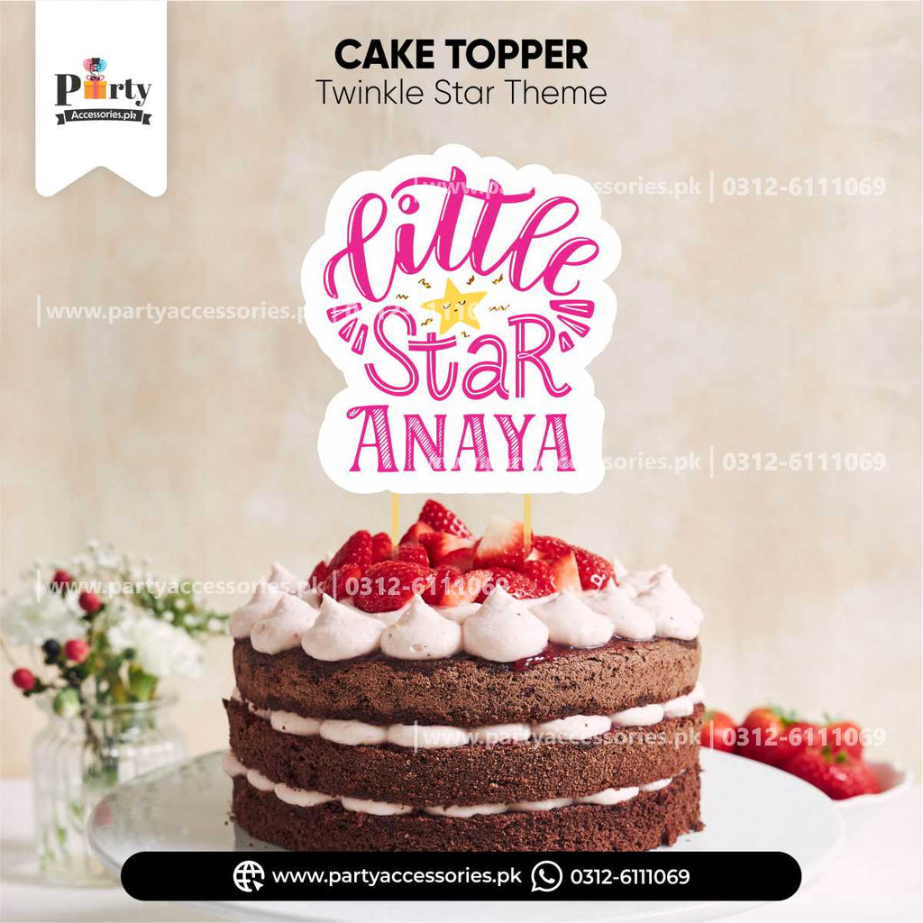Customized Twinkle Star Girl Theme Card Cake topper
