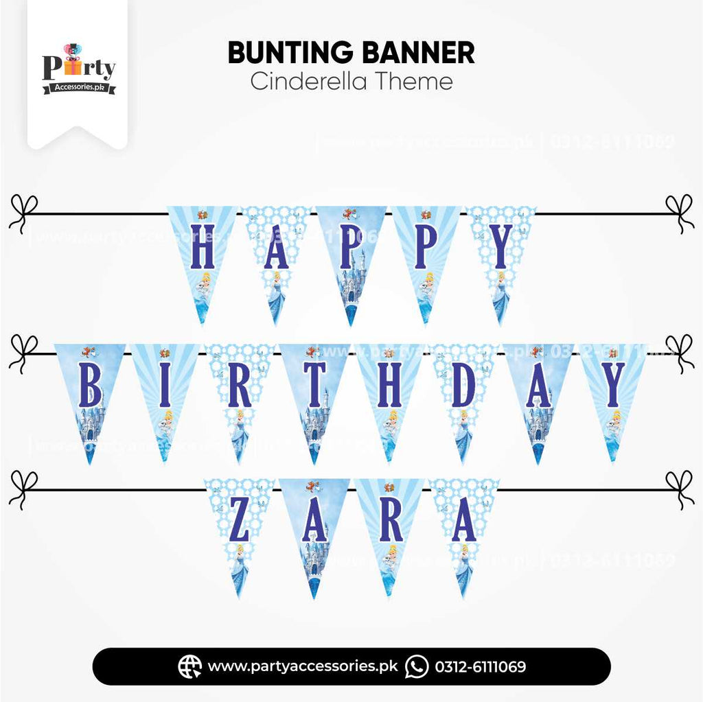 Cinderella theme customized v shaped bunting banner for birthday party wall decoration