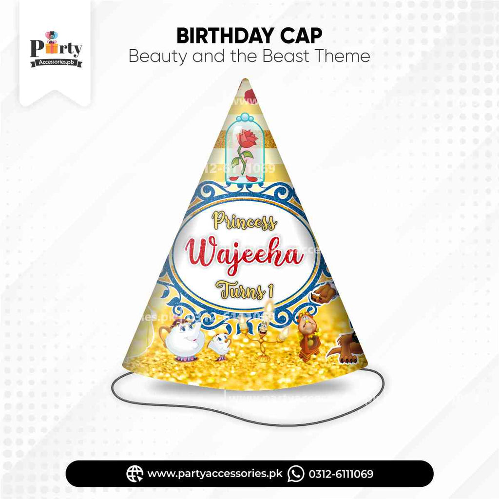 Beauty and the Beast Theme Customized cone caps for birthday Party
