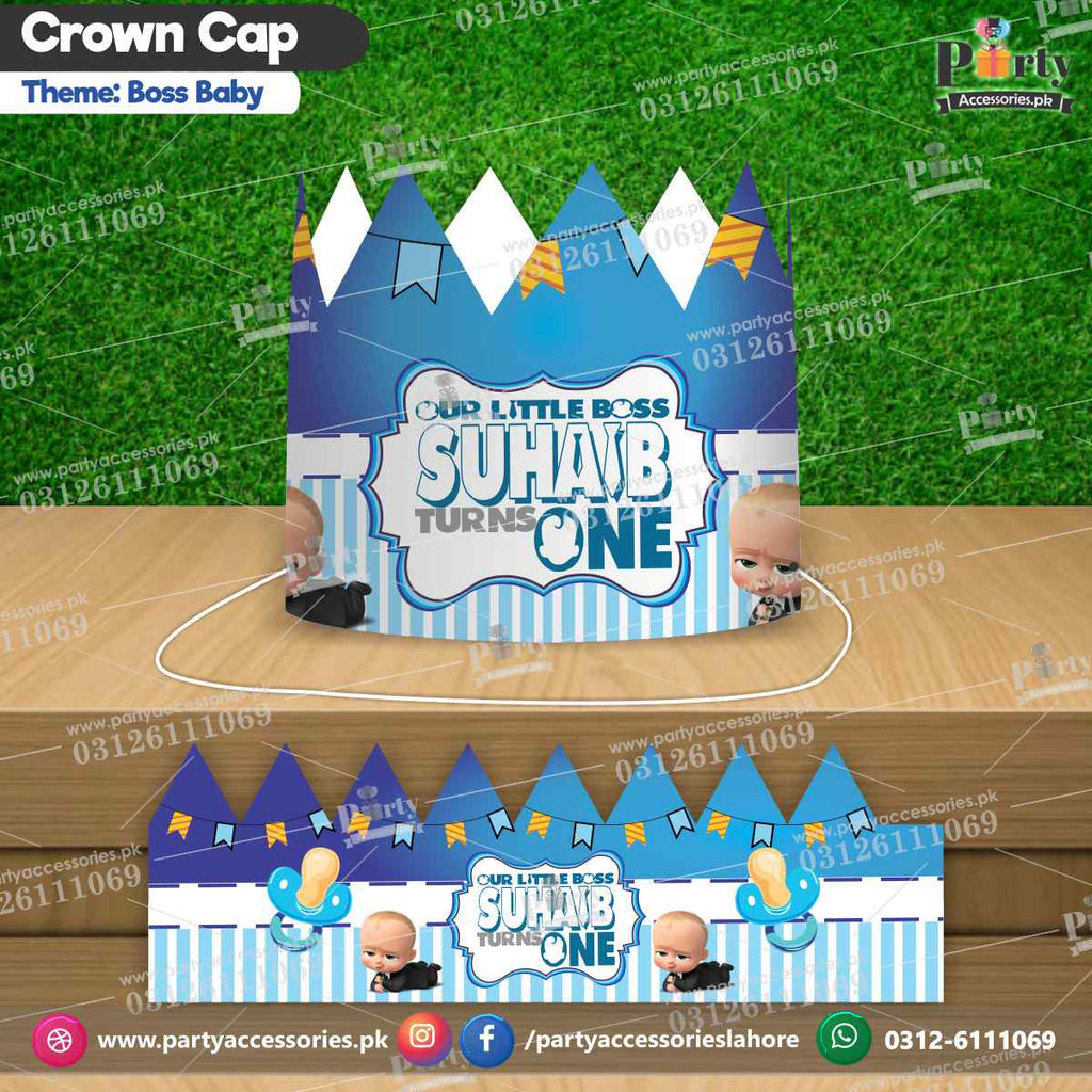boss baby theme crown cap for birthday boy