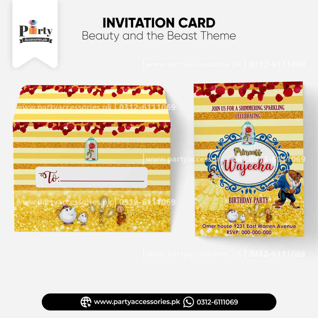 Beauty and the Beast Theme Customized Invitation Cards