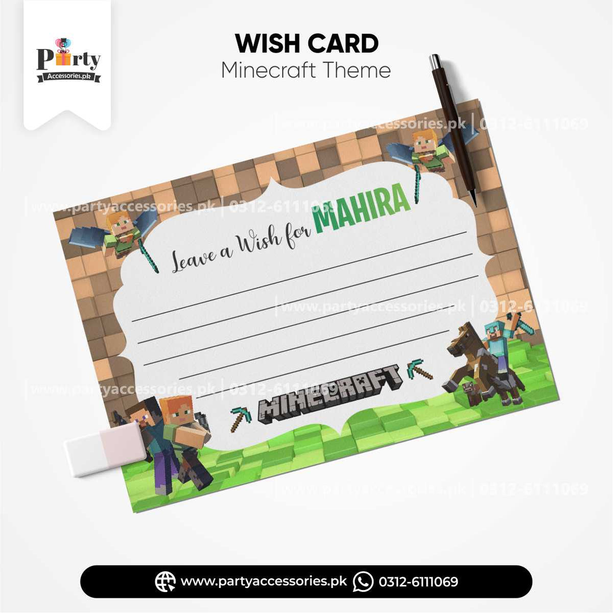 Minecraft Birthday Wish Cards: Pack of 6 Customizable Greetings ...