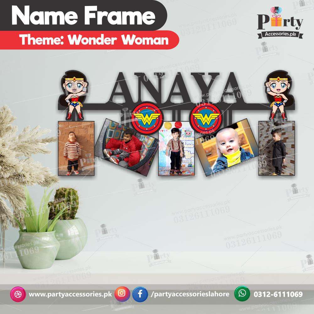 wonder woman theme customized name wall wooden frame