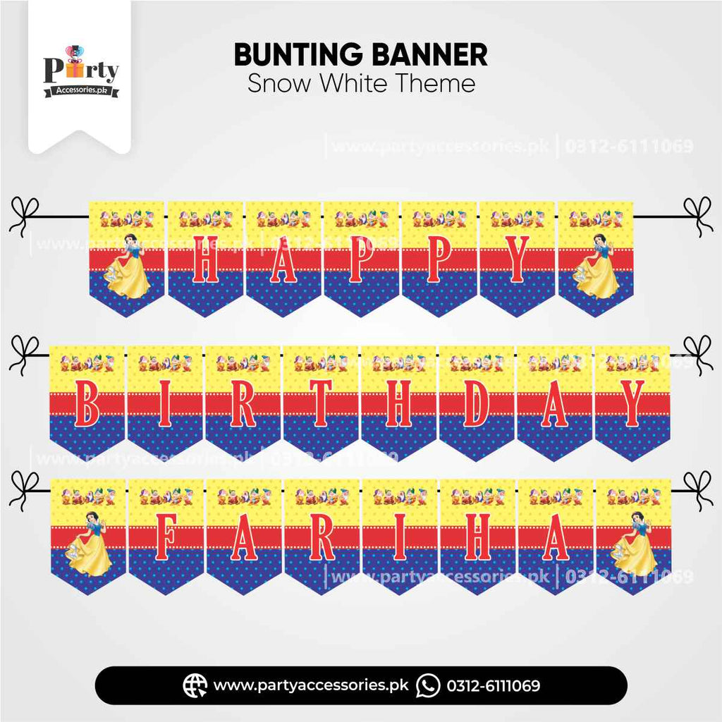 Snow White theme Customized Birthday Bunting Banner for Wall Decoration