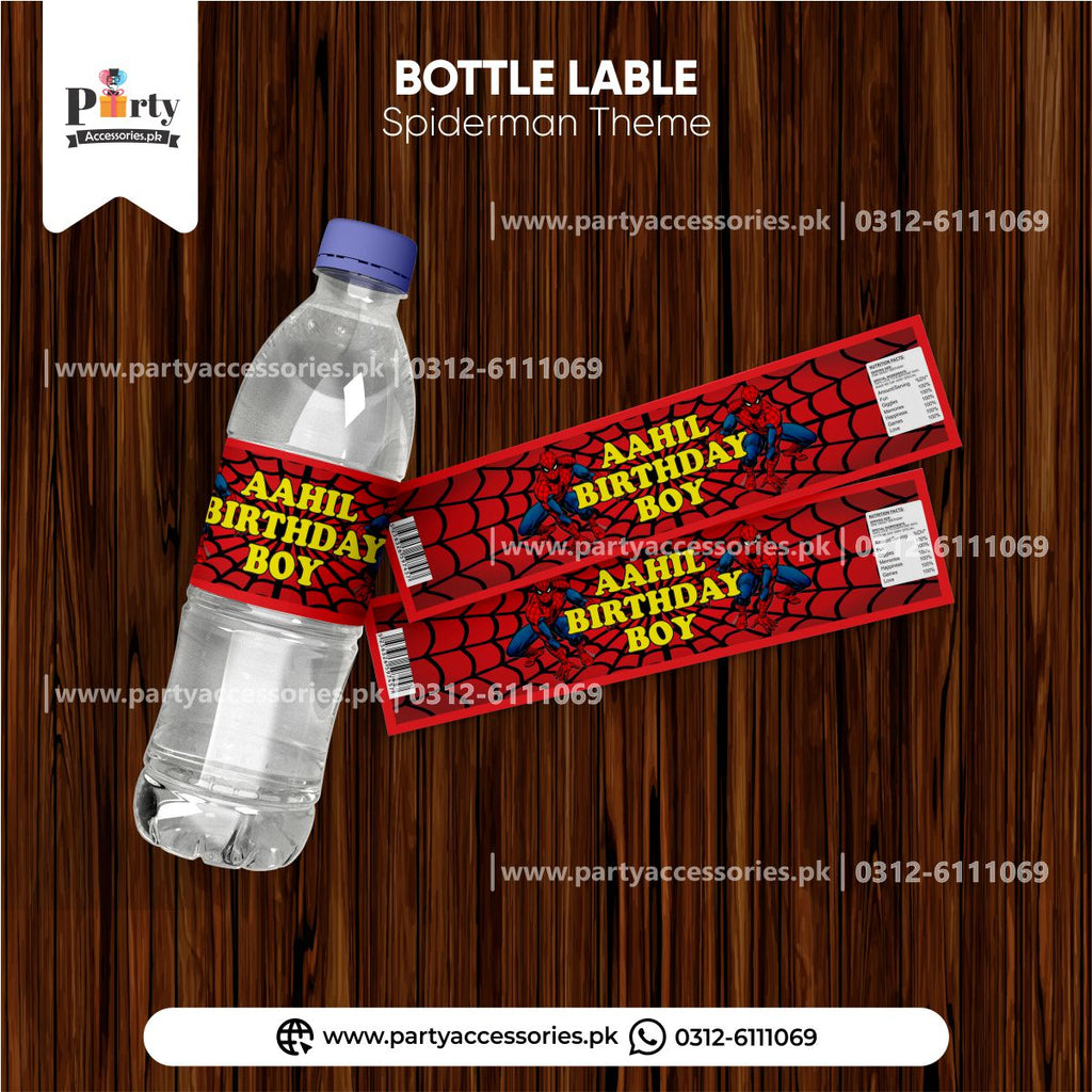 spiderman theme customized bottle labels for birthday party decoration