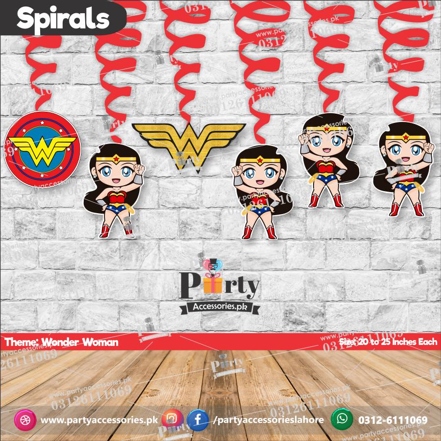 wonder woman theme spiral hanging swirls decoration