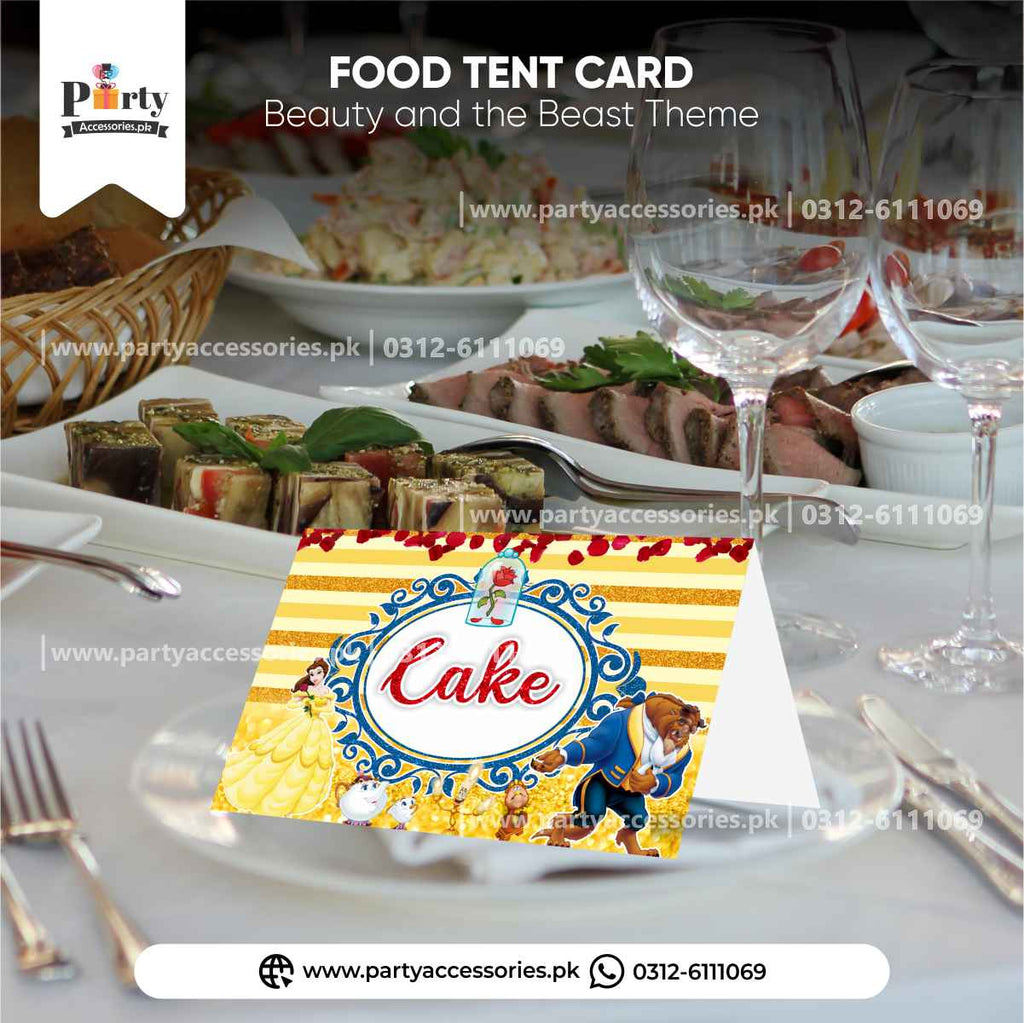 Beauty and the Beast Theme Customized Food Tent Card