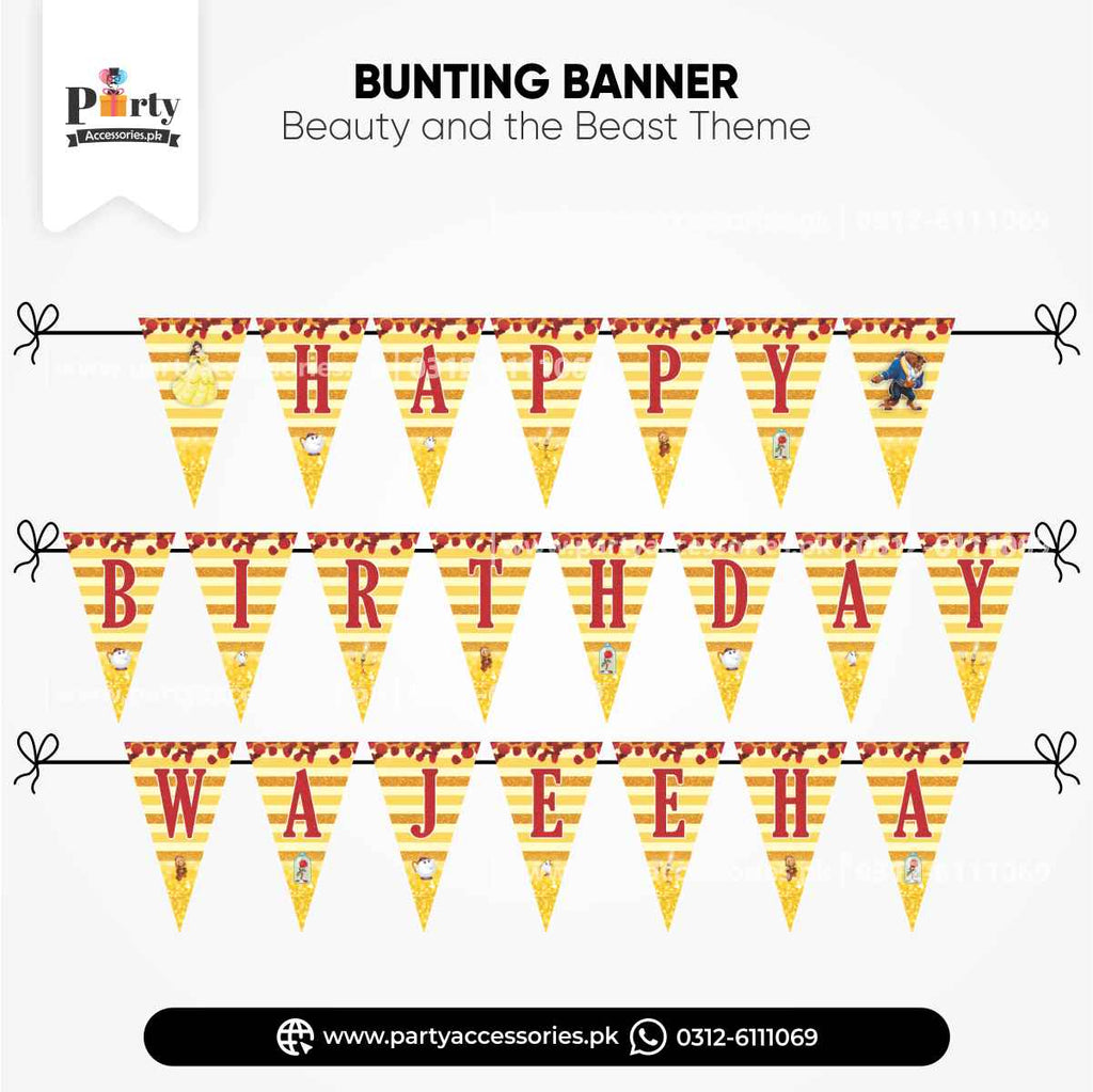 Beauty and the Beast Theme Customized V-Shaped Bunting Banner