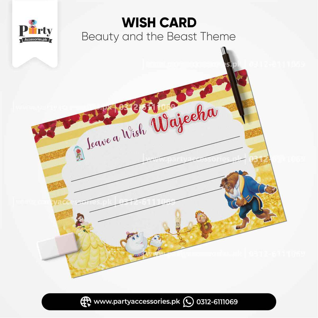 Beauty and the Beast Theme Customized Wish Cards