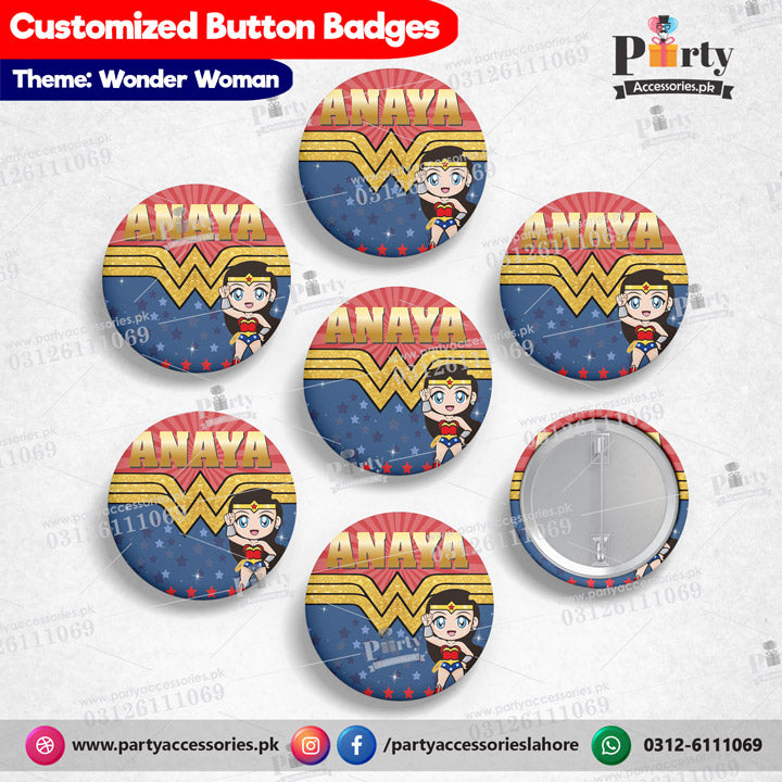 wonder woman theme customized button badges