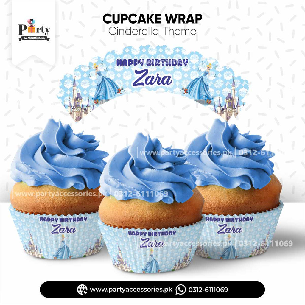 Cinderella Theme Customized Cupcake Wraps for Birthday Party Table Decorations