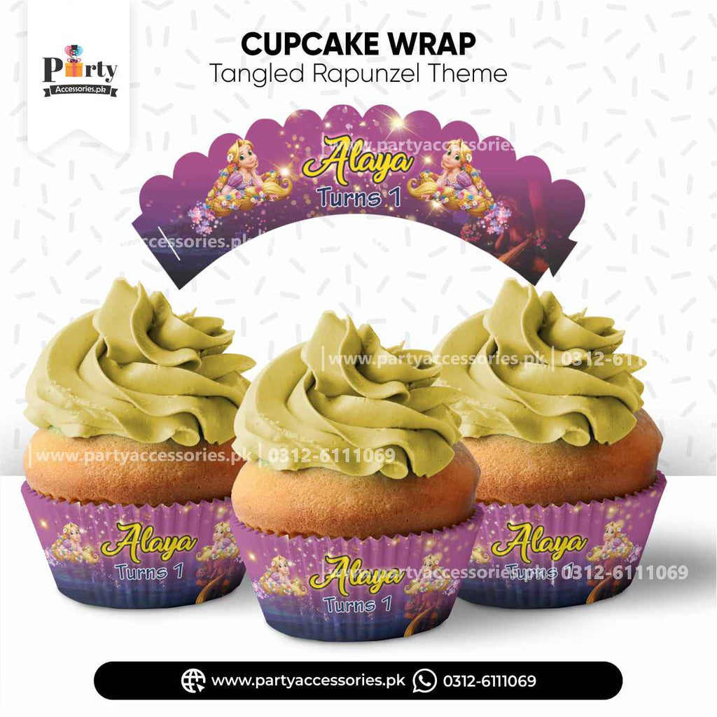 Tangled Rapunzel Theme Customized cupcake Wrap for birthday party decorations