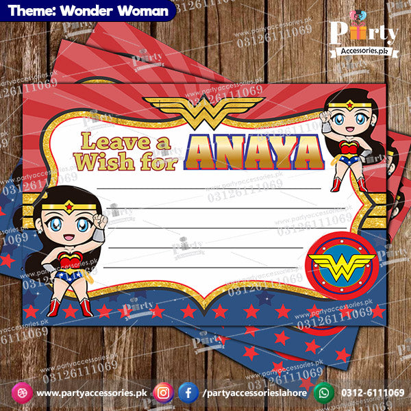 wonder woman theme birthday customized wish cards