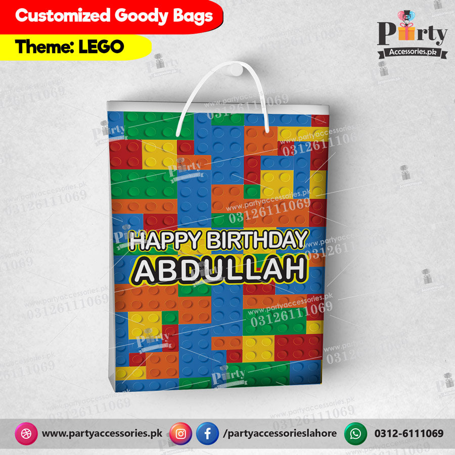 Lego theme customized favor / goody bags for birthday party decoration