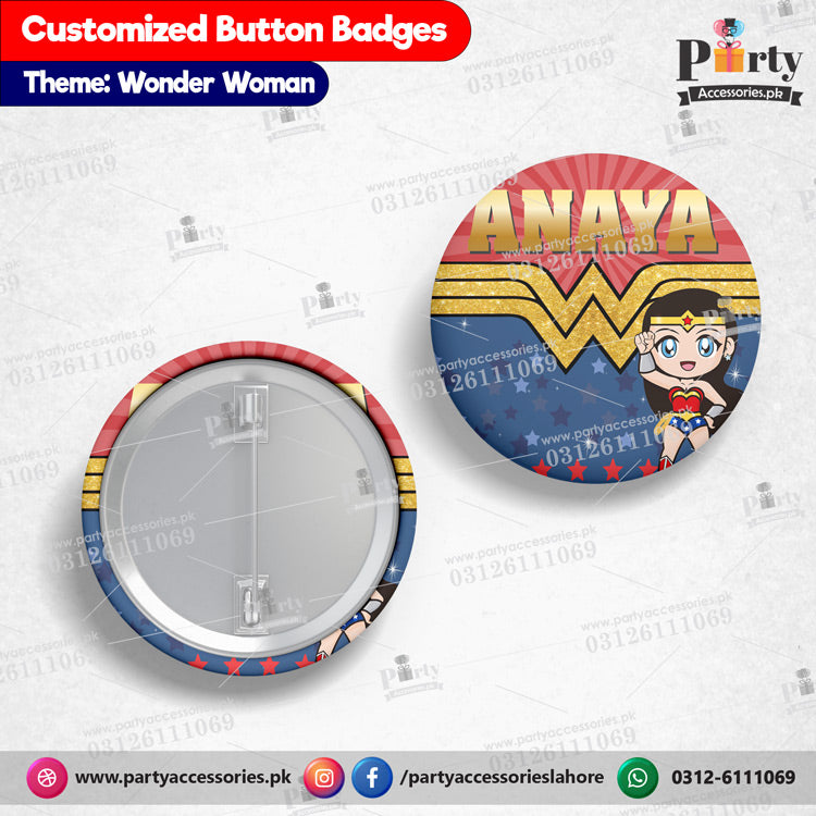 wonder woman theme birthday customized badge for birthday girl