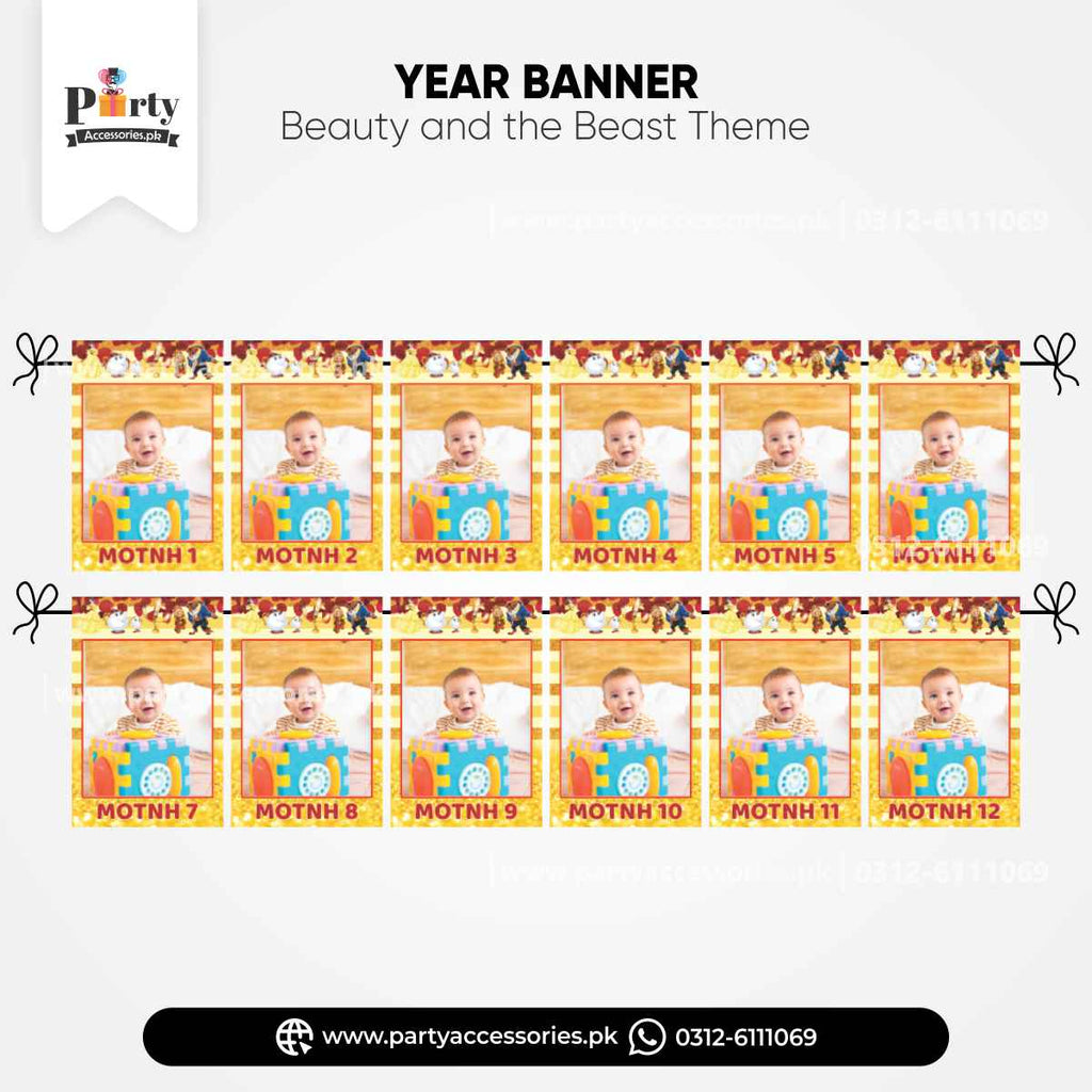 Beauty and the Beast Theme Customized Milestone/Month Wise Year Pictures Banner