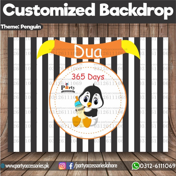 Customized Penguin Theme Birthday Party Backdrop