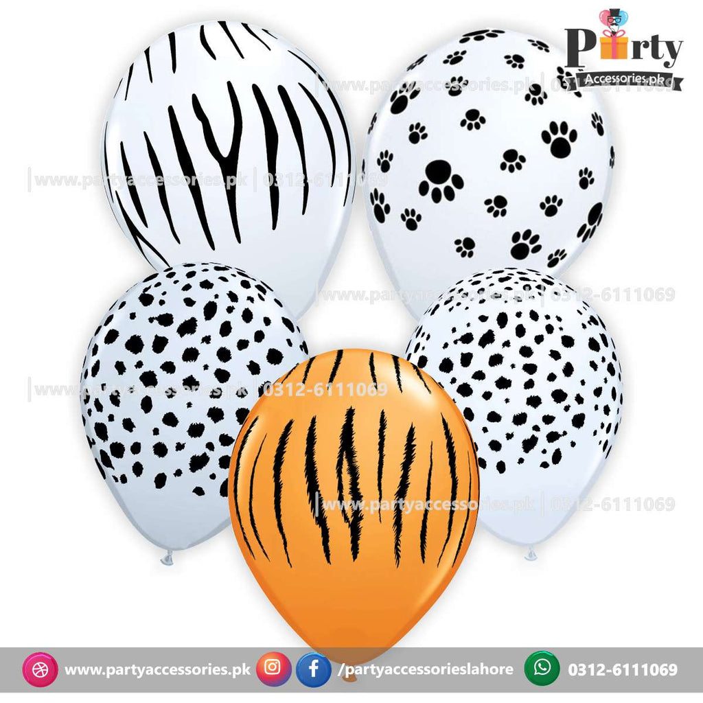 ANIMAL THEME PAW AND TIGER SKIN PRINTED BALLOONS