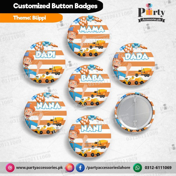 Blippi theme Button badges for birthday party celebration