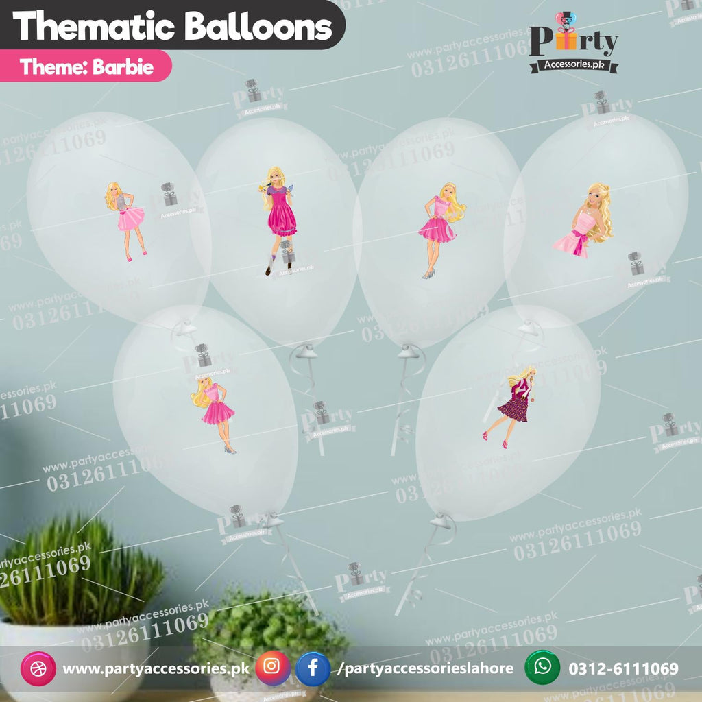 Barbie theme transparent balloons with stickers for birthday party decoration