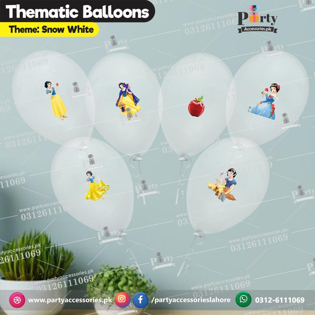 Snow White theme transparent balloons with stickers for party decoration