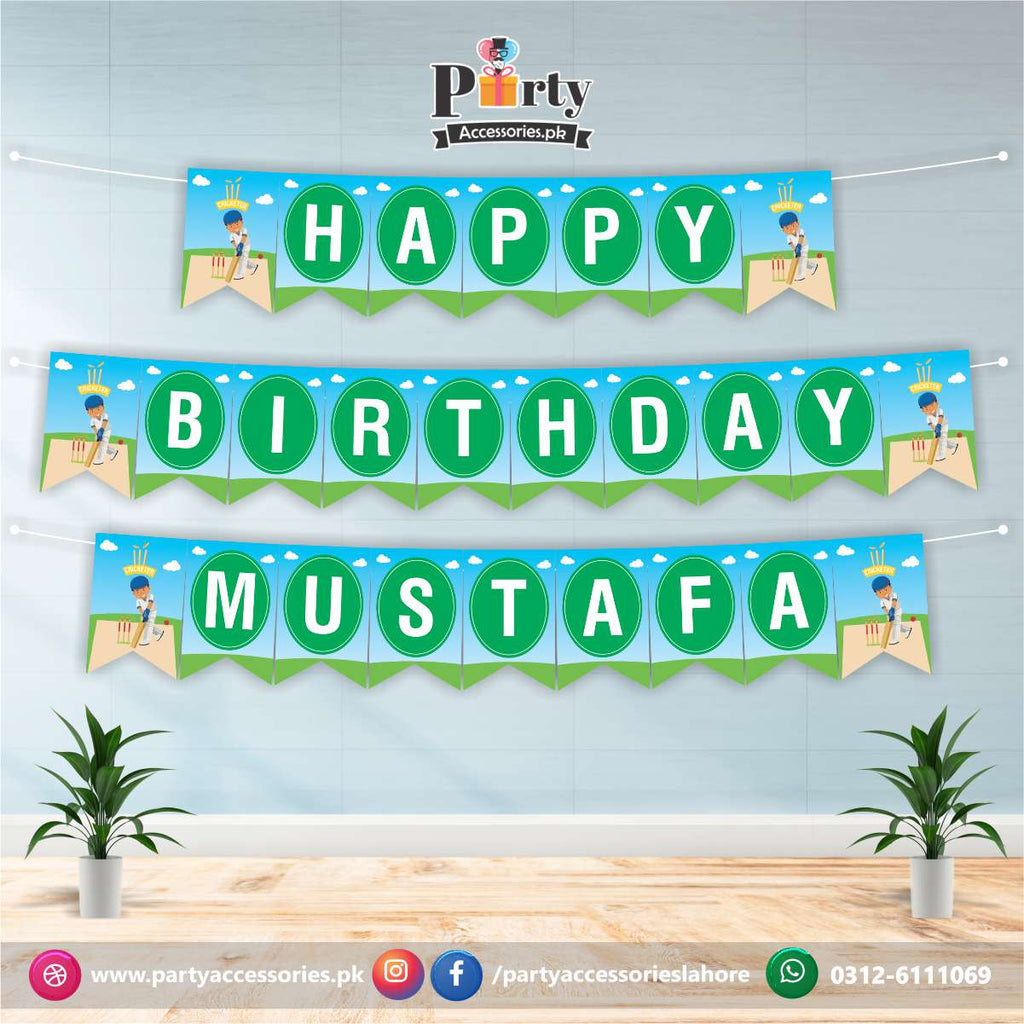 Cricket theme birthday party customized Bunting Banner