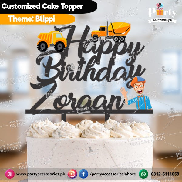 Blippi theme cake topper customized on wood  Cake decoration ideas