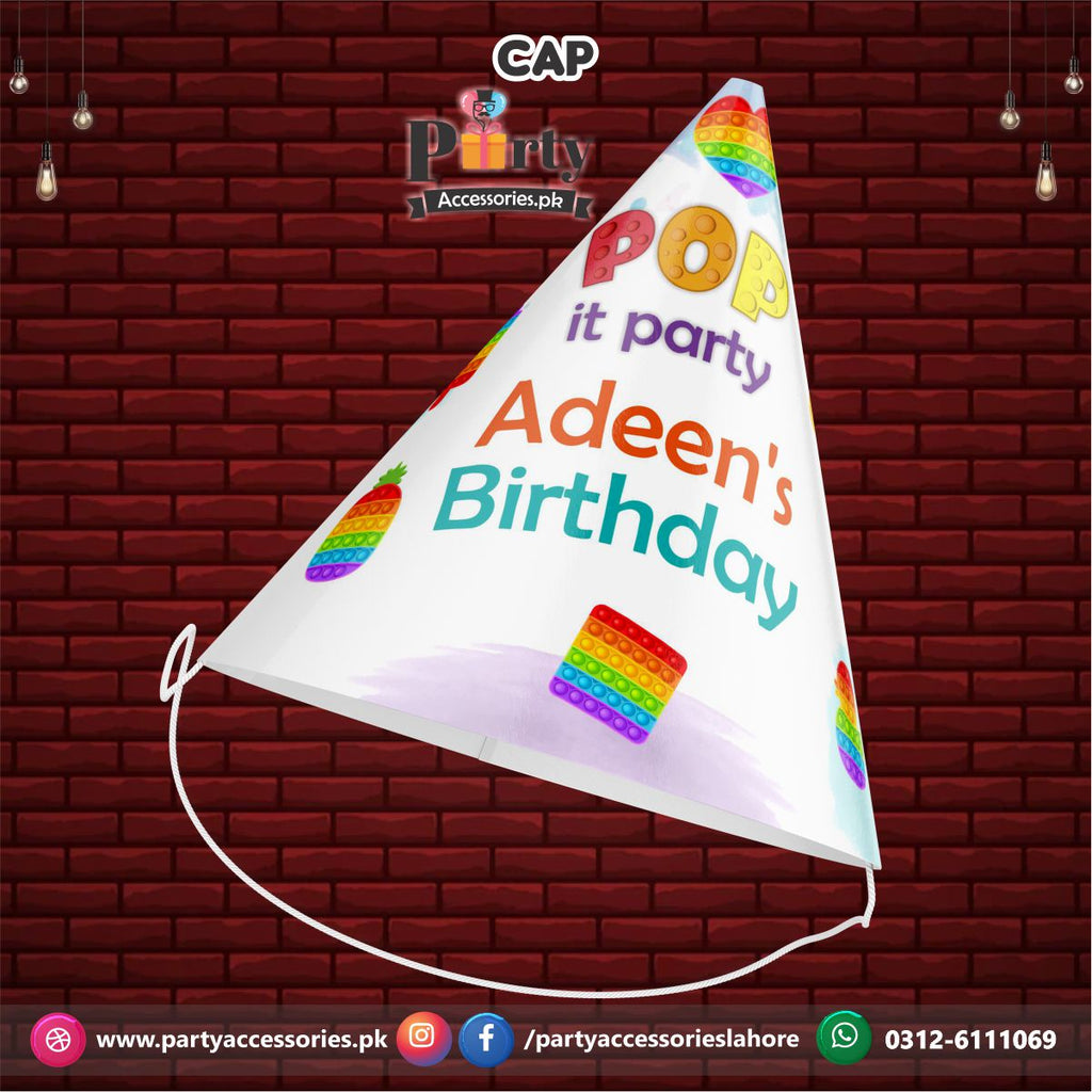 Cone shape caps in Pop It Party theme birthday party | pack of 6