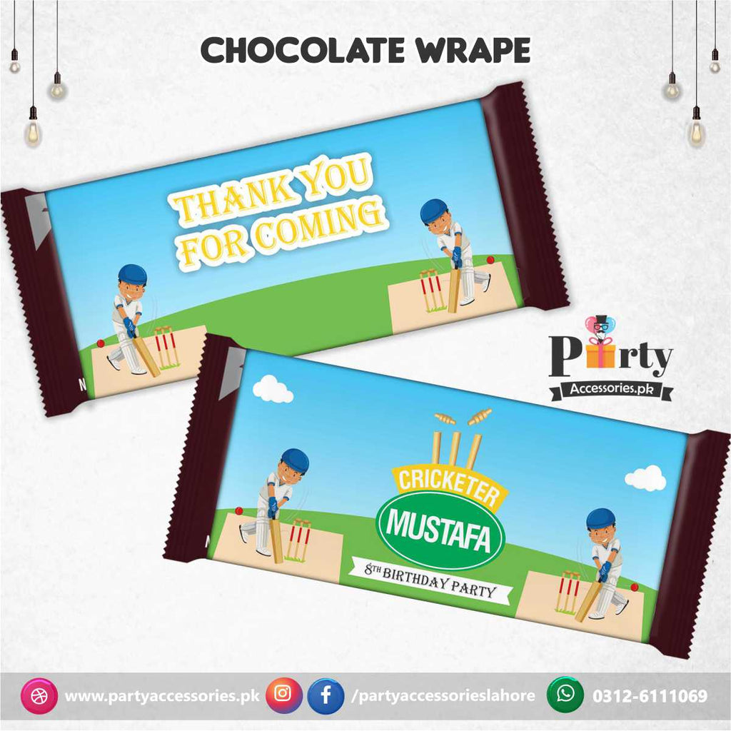 Customized Cricket theme  chocolate wraps