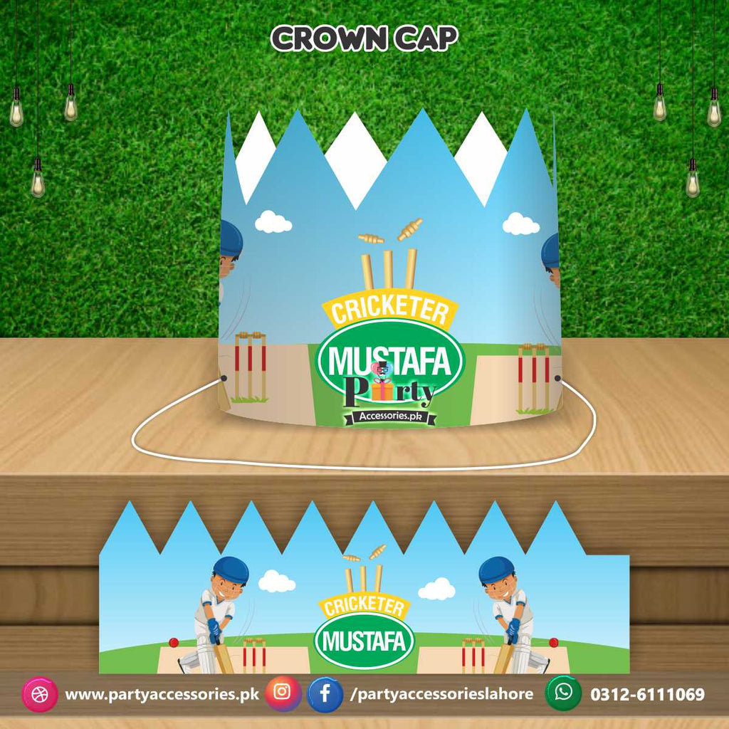 Cricket theme party Crown Cap for birthday boy
