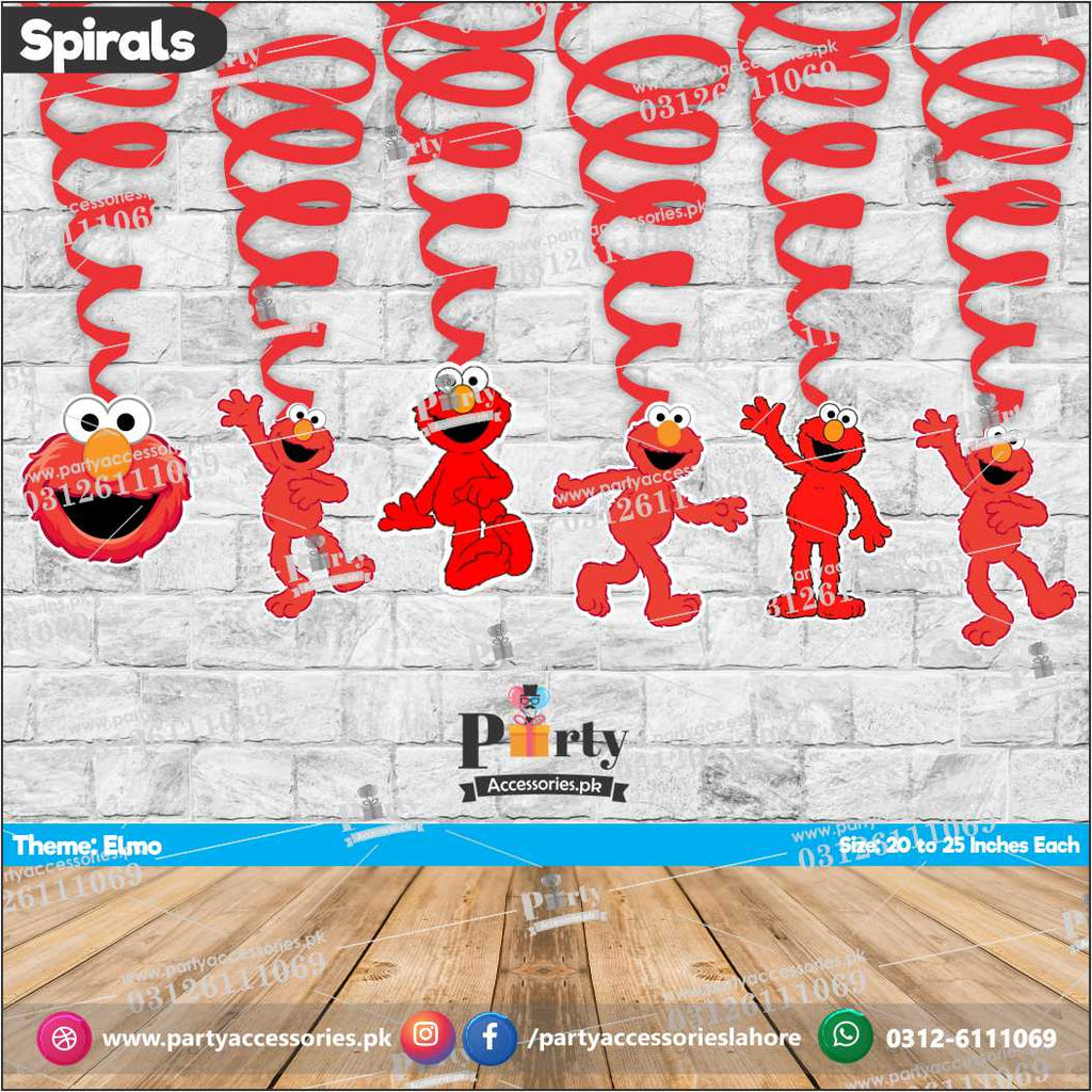 Spiral Hanging swirls in Elmo theme birthday party decorations