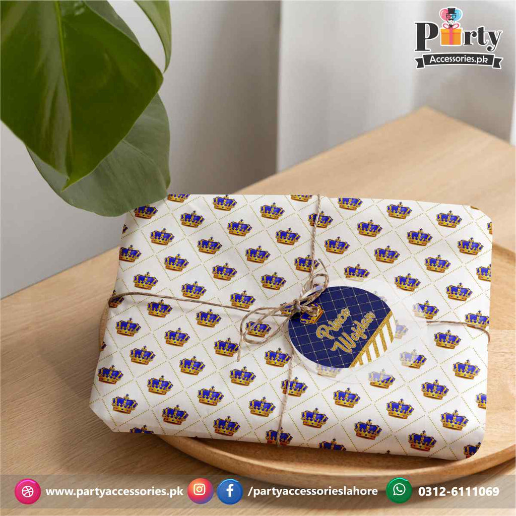 Prince theme Party Gift Wrapping Sheets with a tag