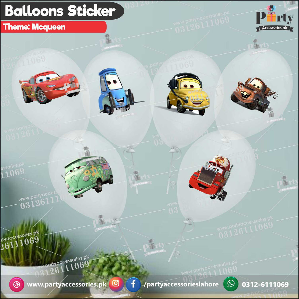 McQueen theme transparent balloons with stickers