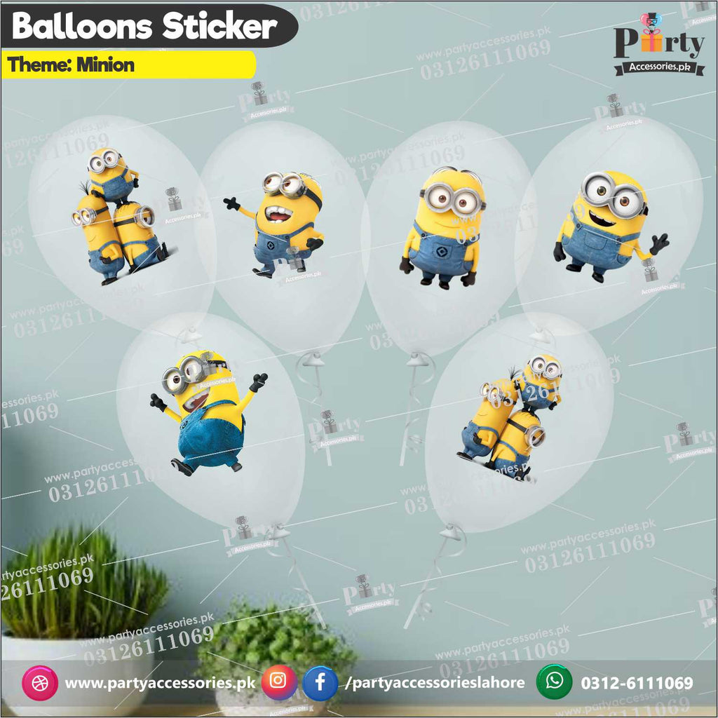 Minion theme transparent balloons with stickers