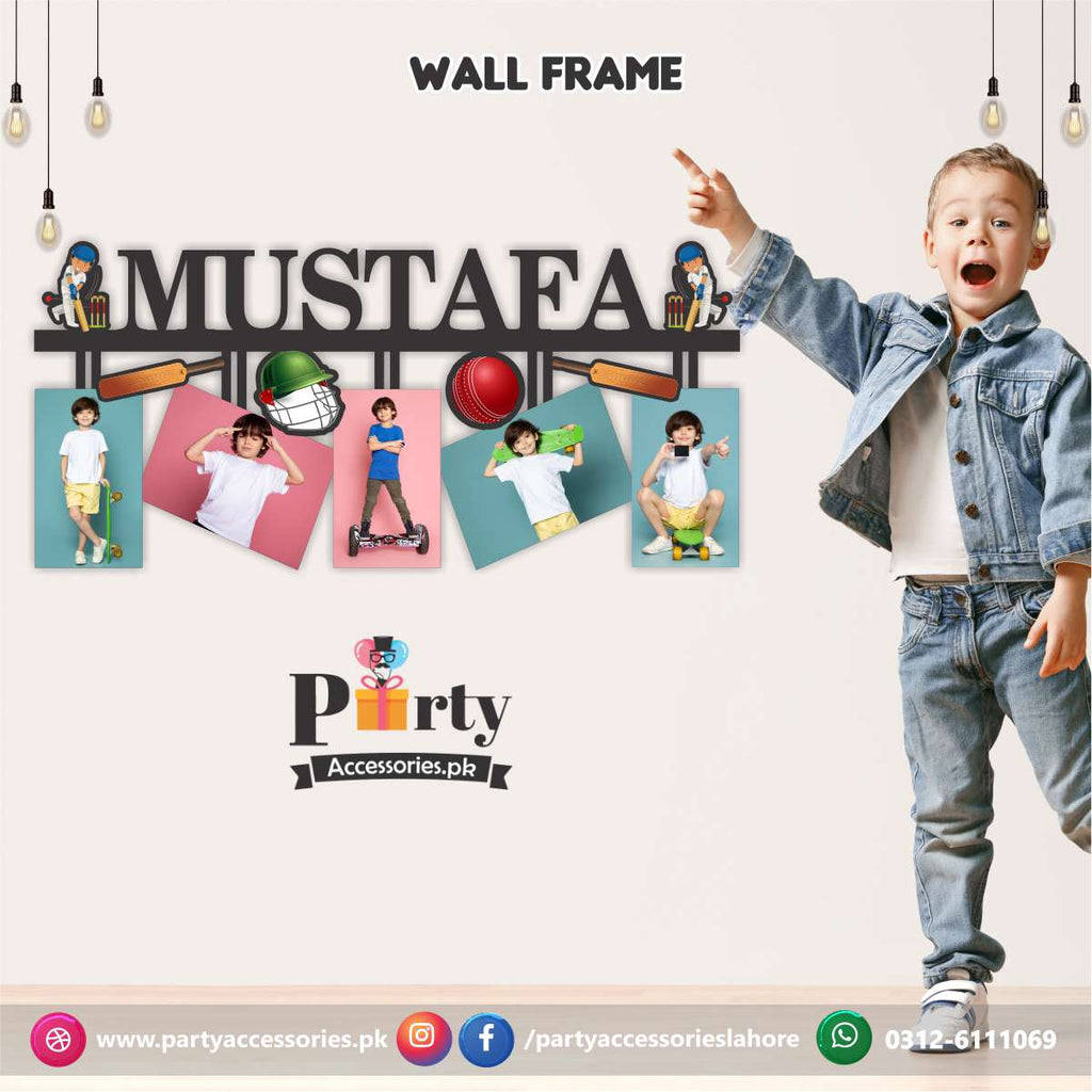 Customized Wall NAME frame in Cricket Party theme Birthday Party