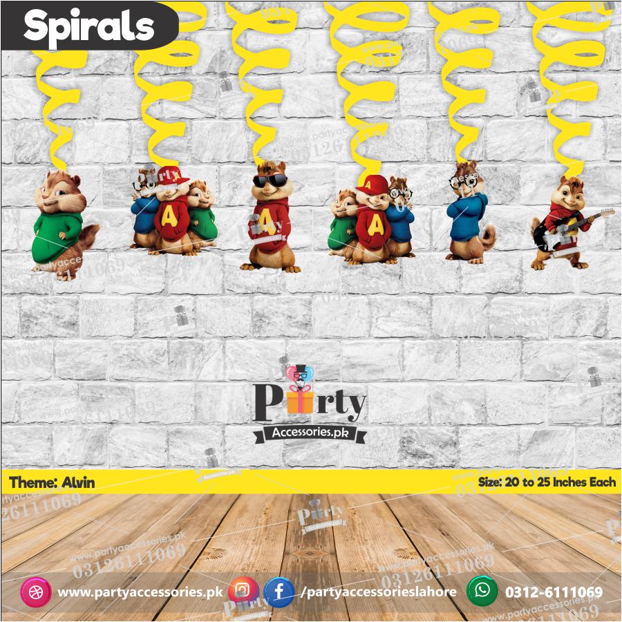 Spiral Hanging swirls in Alvin and the chipmunk theme birthday party decorations