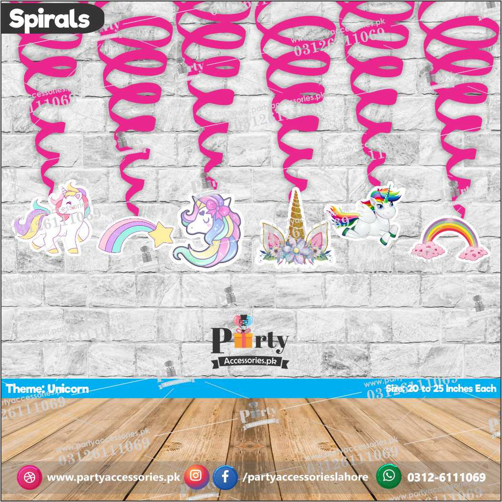 Spiral Hanging swirls in Unicorn theme birthday party decorations