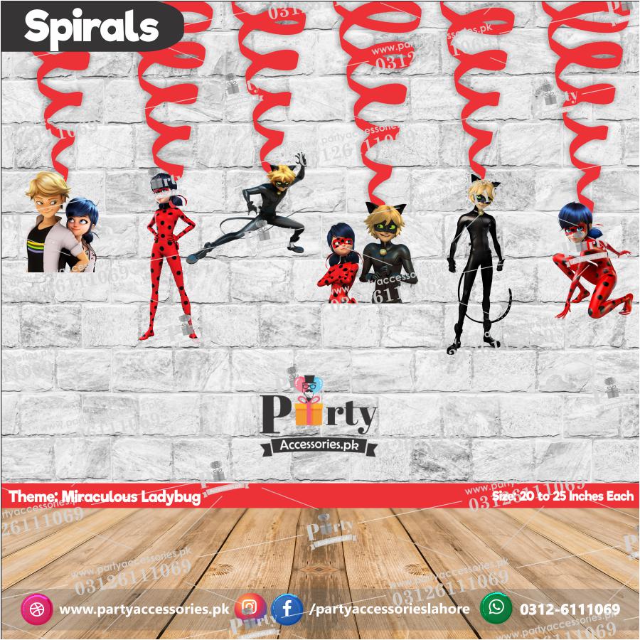 Spiral Hanging swirls in Miraculous Lady Bug theme birthday party decorations amazon  decoration ideas