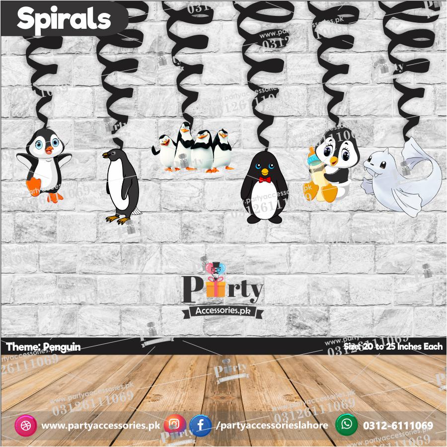 Spiral Hanging swirls in Penguin theme birthday party decorations