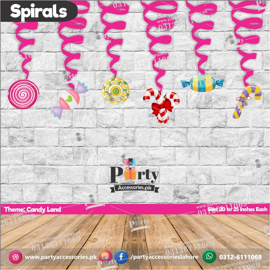 Spiral Hanging swirls in Candy Land theme birthday party decorations