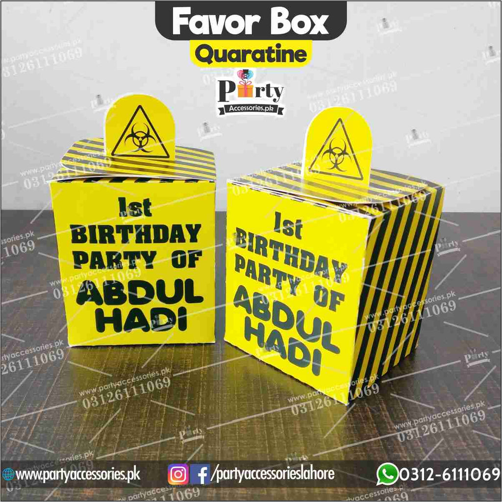 Customized Quarantine theme pop-out Favor / Goody Boxes