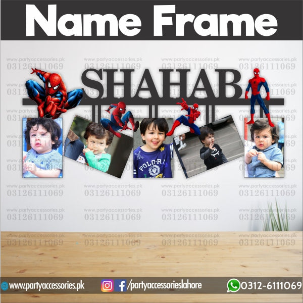Spider Man themed customized wall name frame with 5 images