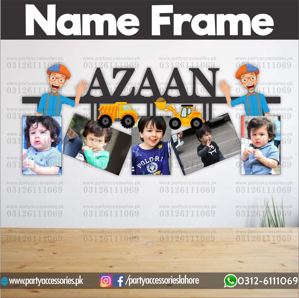 Blippi theme customized wall name frame for wall decoration