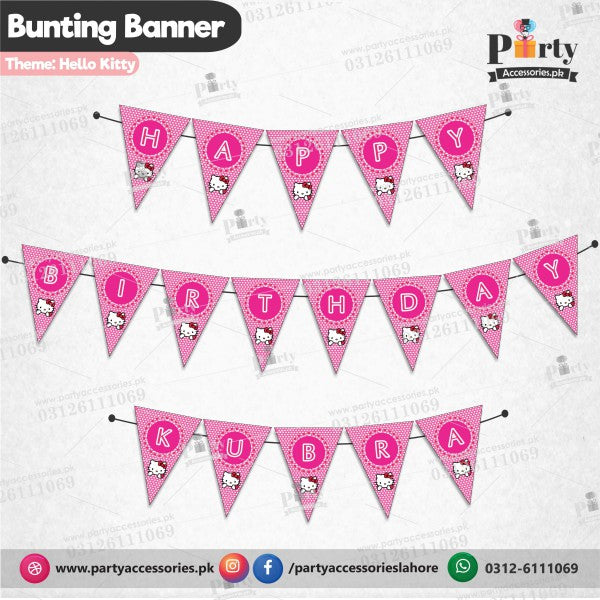 Hello Kitty theme Customized Birthday bunting Banner triangular