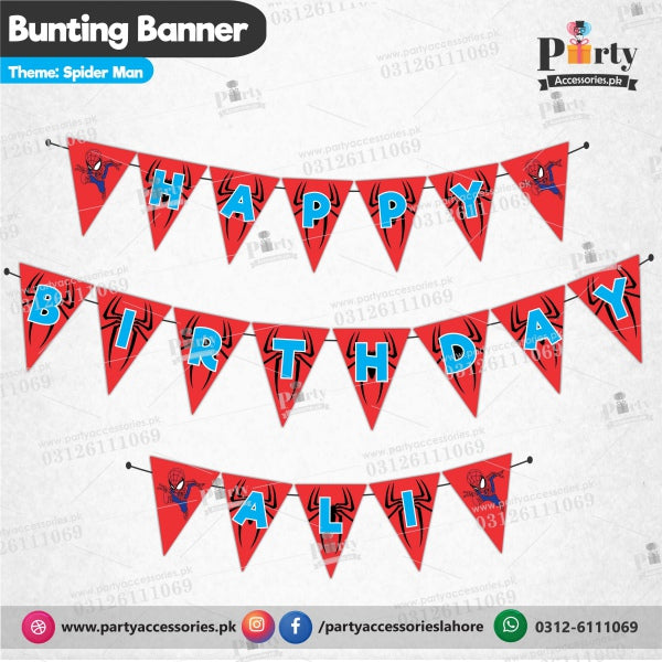 Spider Man theme Customized Birthday Bunting Banner for wall decoration